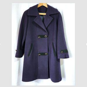 Mallia Coat Virgin Wool and Cashmere Ladies Lg -XL Purple Fabric made in Italy